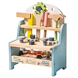 ROBUD Kinder Spielzeug aus Holz, Werkzeugbank mit Werkzeug und Zubehör, Holz Kinderspielzeug ab 3 Jahre, Geschenk für Jungen Mädchen ab 3 4 5 Jahre