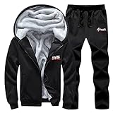 Pamqsen angebote des tages heute Trainingsanzug Herren Baumwolle Winter Jogginganzug mit Fleece Gefütterte Warm Freizeitanzug Kapuzenjacke und Jogginghose Casual Männer Winterjacke Set Tracksuit