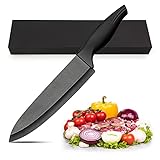 LinStyle Keramikmesser, 18 cm Klingenlänge Küchenmesser, Kochmesser Profi Messer, Ergonomischer Griff Schwarz, Allzweckmesser für Fleisch, Brot, Obst & Gemüse