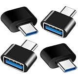 USB C auf USB Adapter 4 Stück, USB C zu USB 3.0 OTG Adapter USB Buchse auf USB-C Stecker Kompatibel mit MacBook Pro, Samsung Galaxy, Typ-C Handy, Tablets und Mehr (Schwarz)