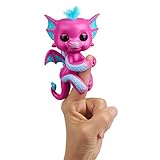 WowWee Fingerlings Drache pink mit blauem Glitzer Sandy - 3583 / interaktives Spielzeug, reagiert auf Geräusche, Bewegungen und Berührungen