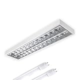 ELG Leuchten LED Rasteranbauleuchte 120cm 2x15W 6500K Tageslicht 2x1800lm Osram Led Röhren Büroleuchte Deckenleuchte Rasterleuchte Deckenlampe optional Pendelleuchte (6500K-OS, 120 cm / 2-flammig)