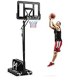 GOPLUS Basketballkorb Outdoor, Korbhöhe von 245 bis 305 cm verstellbar, Basketballkorb mit Ständer, Basketball Ständer tragbar mit Rollen, Basketball Hoop für Jugendliche und Erwachsene