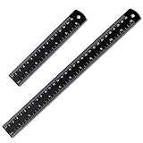 Lineal Metall 30 cm 15cm Stahllineal, Metalllineal Doppelseitenskala Stahlmaßstab 2er Set Kante Messwerkzeug Ruler (Schwarz)