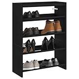 Tidyard Schuhregal mit Fächer Schuhablage Schrank Regal Schuhaufbewahrung Kommode Schuhständer Schwarz 80x25x61,5 cm Holzwerkstoff