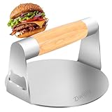 Smash Burgerpresse,5,5-Zoll Round Edelstahl Burger Smasher,Professionelles Edelstahl Burgerpresse Grillzubehör für Flat Top Grill,Hamburgerpresse und Squeeze Grease,Leicht Reinigen (Gelber Holzgriff)