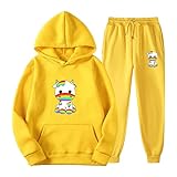 luoluoluo Unisex Jogginganzug Set Sportanzug Casual Kuh Bedruckte Hoodie Pullover Jogginghose Damen Freizeitanzug Trainingsanzug Zweiteiliger für Frühling Winter