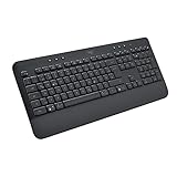 Logitech Signature K650 Comfort kabellose Tastatur mit Handballenauflage, BLE Bluetooth/Logi Bolt USB-Empfänger, Soft-Touch-Tastatur, Numpad, PC/Windows/Mac, Deutsches QWERTZ - Grau