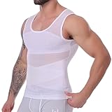 MISS MOLY Shapewear Herren Kompressions Shirt Elastische Bauchweg Unterhemd Herren Taillenformer Tank Top Ärmellos Kompressionsshirt Herren Body Shaper Weste (Weiß,L)