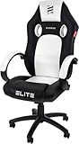 ELITE Gaming Stuhl MG100 Exodus | Ergonomischer Bürostuhl - Schreibtischstuhl - Chefsessel - Sessel - Racing Gaming-Stuhl - Gamingstuhl - Drehstuhl - Chair - Kunstleder Sportsitz (Schwarz/Weiß)