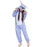 Swanka Pyjamas Jumpsuit Erwachsene Unisex Tier Onesie Cosplay Kostüme Schlafanzug(Blau Stich, M)