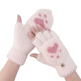 Fingerlos Handschuhe Damen Mädchen Abdeckung Umdrehen Handschuhe Plüsch Halbhandschuhe kinder Katzenpfote Handschuhe warme winterhandschuhe Handschuhe Winter Halbfinger Handschuhe WäRmer FäUstlinge