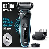 Braun Series 5 Elektrorasierer mit EasyClick Barttrimmer Aufsatz, Rasierer Herren Elektrisch Ladestation, EasyClean, Wet & Dry, rasierapparat, trockenrasierer, Made in Germany, 51-M4500cs, mintgrün