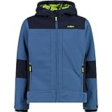 CMP Giacca in Softshell da bambini con cappuccio fisso, Unisex-Kinder Softshell-Jacke für Kinder mit fester Kapuze, Dusty Blue-B.Blue,