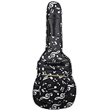 SUQ wasserdichte Oxford Gitarrentasche, 40/41 Zoll Tasche Musikmuster Nylon Gigbag, E-Gitarrentasche Akustikgitarre und Konzertgitarren Stoßfest, 8 mm Gepolstert Wasserdicht (Schwarz)