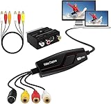 Videoaufnahmekarte, USB 2.0 Video Capture Card, RCA zu USB Video konverter Grabber, Konvertiert VHS VCR Hi8 Mini DV zu Digital für PC TV Tape Player Camcorder, Kompatibel mit Mac OS X oder Windows