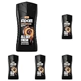 Axe 3-in-1 Duschgel & Shampoo Dark Temptation für ganztägige Frische, unwiderstehlichen Duft und eine angenehme Dusche dermatologisch getestet 250 ml (Packung mit 5)