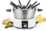 Saenchue Elektrisches Fondue-Set für Käse & Schokolade - 12-Tassen-Edelstahl-Fondue-Topf mit 8 farbcodierten Gabeln - 3-Modus-Fondue-Set mit einstellbarer Temperaturkontrolle, FD-10