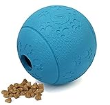 Voyage Hundespielzeug Ball Naturkautschuk | Robuster Natur-Gummi Hundeball, ø 7cm mit Dental-Zahnpflege-Funktion mit Noppen und Loch für Leckerli. (Snackball-Blau-8cm) 1