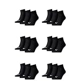 PUMA 18 Paar Unisex Quarter Socken Sneaker Gr. 35-49 für Damen Herren Füßlinge, Farbe:200 - black, Socken & Strümpfe:43-46