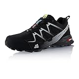 Fusskleidung® Damen Herren Wanderschuhe atmungsaktive Trail Running Trekkingschuhe Schwarz Weiß EU 43