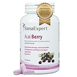 SanaExpert Acai Berry, Nahrungsergänzung mit reinem Açaí-Beeren-Extrakt und Antioxidantien, vegan, ohne Zusätze und made in Germany, 120 Kapseln