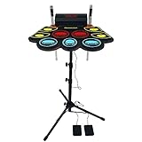 9 Pads Schlagzeug Elektronisch, E-drum Set with LED Leuchten Trommelstock, Elektronisches Schlagzeug with Trommelständer, Eingebauter Stereo-Lautsprecher mit 2 Fußpedale