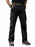 Breampot Herren Cargohose Baumwolle Baggy Chino Hosen Freizeit Outdoorhose Arbeitshose Trouser Pants (X-Large, Schwarz)