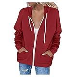 Rrongwn Sportjacke Damen Langarm Übergangsjacke Atmungsaktiv Sweatjacke Slim Fit Kapuzenjack Jogging Trainingsjacke Einfarbige Freizeitjacke Winddichte Windbreaker Lässige Outwear