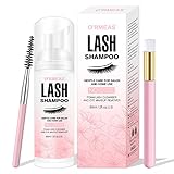 Wimpernshampoo Wimpernschaum Cleanser mit Reinigungsbürste Wimpernreiniger für Wimpernverlängerung Schaumwäsche zum Entfernen von Make-up-Rückständen Lash Shampoo für Zuhause und Salon Gebrauch 60ML