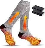 FANIER Beheizte Socken für Männer und Frauen, elektrische Socken, waschbar & wiederaufladbarer Akku, 4000 mAh, Fußwärmer, 3 einstellbare Temperaturen,Grau