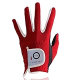 FINGER TEN Golfhandschuhe Kinder Jugend Junior Mädchen für Linke Hand, Junge Golf Handschuhe Atmungsaktive Mikrofaser Synthetische Rechtshänder für Alter 4-13 Jahre (rot, M)