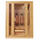 Tronitechnik® Infrarotkabine Infrarotsauna Manila 140cm x 100cm 1-3 Person aus Hemlock Holz mit 7X Vollspektrumstrahler, LED-Farblicht, Bluetooth, FM,MP3,USB