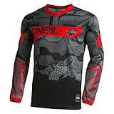 O'NEAL | Motocross-Shirt langarm | Kinder | MX MTB Mountainbike | Leichtes Material, ergonomischer Slim Fit Schnitt für perfekte Passform | Element Youth Jersey Camo V.22 | Schwarz Rot | M