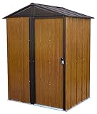 Arrow Shed WL54 Aufbewahrungsschuppen aus Stahl, 1,5 x 1,2 m, niedriger Giebel, verzinkt, Kaffee-/Holzmaserung, 1,5 x 1,2 m