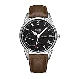 MICGIGI Herren/Damen Beiläufig Utra-dünn Uhr Analog Quarz Armbanduhr mit Leder Armband