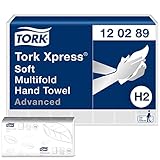 Tork Xpress weiche Multifold Papierhandtücher 120289 - H2 Advanced umweltbewusste Falthandtücher für Handtuchspender - saugfähig und reißfest, 2-lagig, weiß - 21 x 180 Tücher