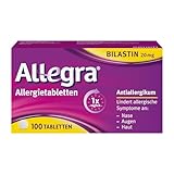 Allegra Allergietabletten 100 Stk – Antihistaminikum - Wirkstoff Bilastin - schnell und 24 Std wirksam bei Heuschnupfen, Tierhaar-, Hausstaumilben-, Schimmelpilzallergie, Urtikaria