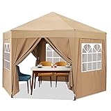 YUEBO Pavillon mit Hexagonal Shape Popup Faltpavillon 1.8x1.8m Pavillon Wasserdicht Faltbar Gartenpavillon Partyzelt Festzelt mit 6 Seitenteilen