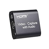 ERYUE HD Video Capture Card with o HD to USB2.0 Capture Card 4K Input 1080P Output Support Live Streaming Game Video Capture Black