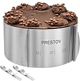 PRESTOV 8,5cm hoch Tortenring Verstellbar - Profi 16-30cm Edelstahl Backring - eingravierter Skala und Befestigungsclips - Rostfrei mit Abgerundeten Kanten