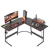 Cubiker Gaming Tisch 120x120x75cm, Schreibtisch mit Monitorständer, Eckschreibtisch, Gaming Schreibtisch L Form, Computertisch, Kohlefaser Schwarz