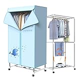 EXEROS Blau Elektrischer Wäschetrockner 1000w Mobiler Trockner Hoher Wirkungsgrad Electric Clothes Dryer Edelstahlständer Elektrischer Wäscheständer Wasserdicht Mit Rollen & Zeitschaltuhr