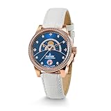 Kronsegler Morgenstern Damen Armbanduhr Automatik Rose Blau mit Lederband