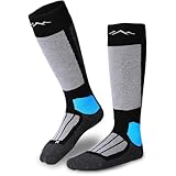 gipfelsport Skisocken für Kinder, Herren und Damen - Dicke Socken aus Merinowolle, warme Merino Snowboardsocken, 1x Paar Skistrümpfe, Schwarz, Größe 42-44