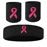 Atmungsaktives Krebsbewusstseins-Schweißband-Set | Bequeme Polyester-Armbänder Für Männer Und Frauen | Ideal Für Tennis, Fußball Und Laufen | Enthält 2 Armbänder Und 1 Stirnband Für Sportler