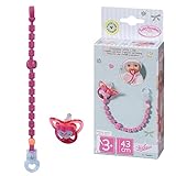 Baby Annabell 706831 Schnuller mit Clip - lila Puppenschnuller für 43 cm große Puppen mit Kette und Clip zum Befestigen, Multi