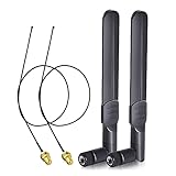 Bingfu WLAN Antenne 2,4GHz 5GHz 5,8GHz 8dBi RP-SMA-Stecker Antenne & 25cm U.FL IPX IPEX MHF4 zu RP-SMA Buchse Verlängerungskabel 2-Pack für M.2 NGFF Intel Wireless Netzwerkkarte WiFi Adapter Laptop