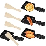 Raclette Grill, 4X Non-Stick Electric Grill Cheese Egg Pan, Non-Stick Cooking Pans, Non-Stick Grill Pans, Multi-function Cheese Pans With Spatula For Family Parties Baking, Steaks, Burgers