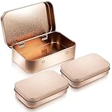 Ouligay 3 Stück Roségold Metalldöschen,Rostfrei Kleinen Blechdosen Metal Tin Mini Aufbewahrungsbox Metall Boxen Rechteckig Dosen Metalldosenbehälter mit deckel Minibox Organizer